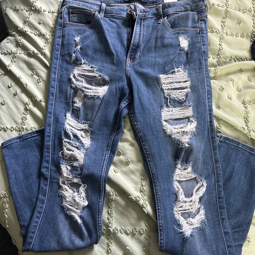 Hollister Blue Skinny Distressed Jeans